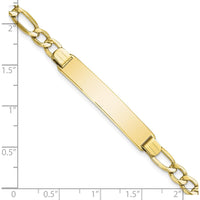 10K Yellow Gold Semi-Solid Figaro Link ID Bracelet - 7" Length