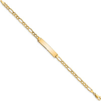 10K Yellow Gold Semi-Solid Figaro Link ID Bracelet with Engravable ID Plate