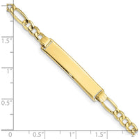 10K Yellow Gold Semi-Solid Figaro Link ID Bracelet with Engravable ID Plate