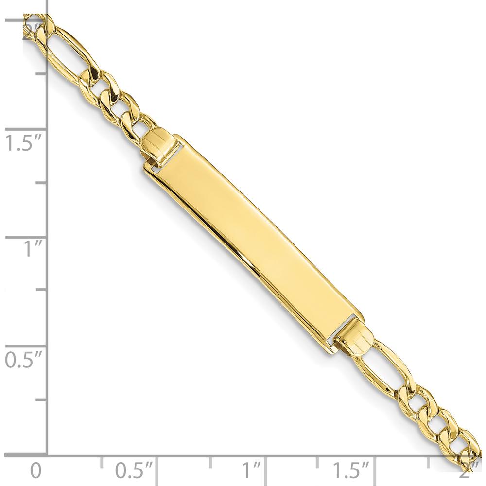 10K Yellow Gold Semi-Solid Figaro Link ID Bracelet with Engravable ID Plate