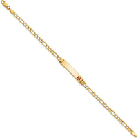 10K Yellow Gold Semi-Solid Medical ID Bracelet with Red Enamel - 7" Figaro Chain