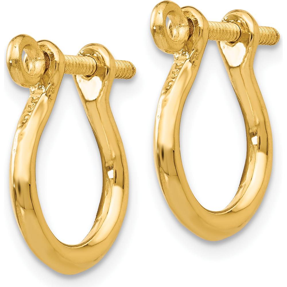 10K Yellow Gold Shackle Link Drop Earrings with Screw Back Closure - Polished Finish