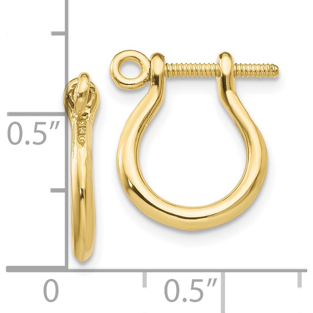 10K Yellow Gold Shackle Link Drop Earrings with Screw Back Closure - Polished Finish