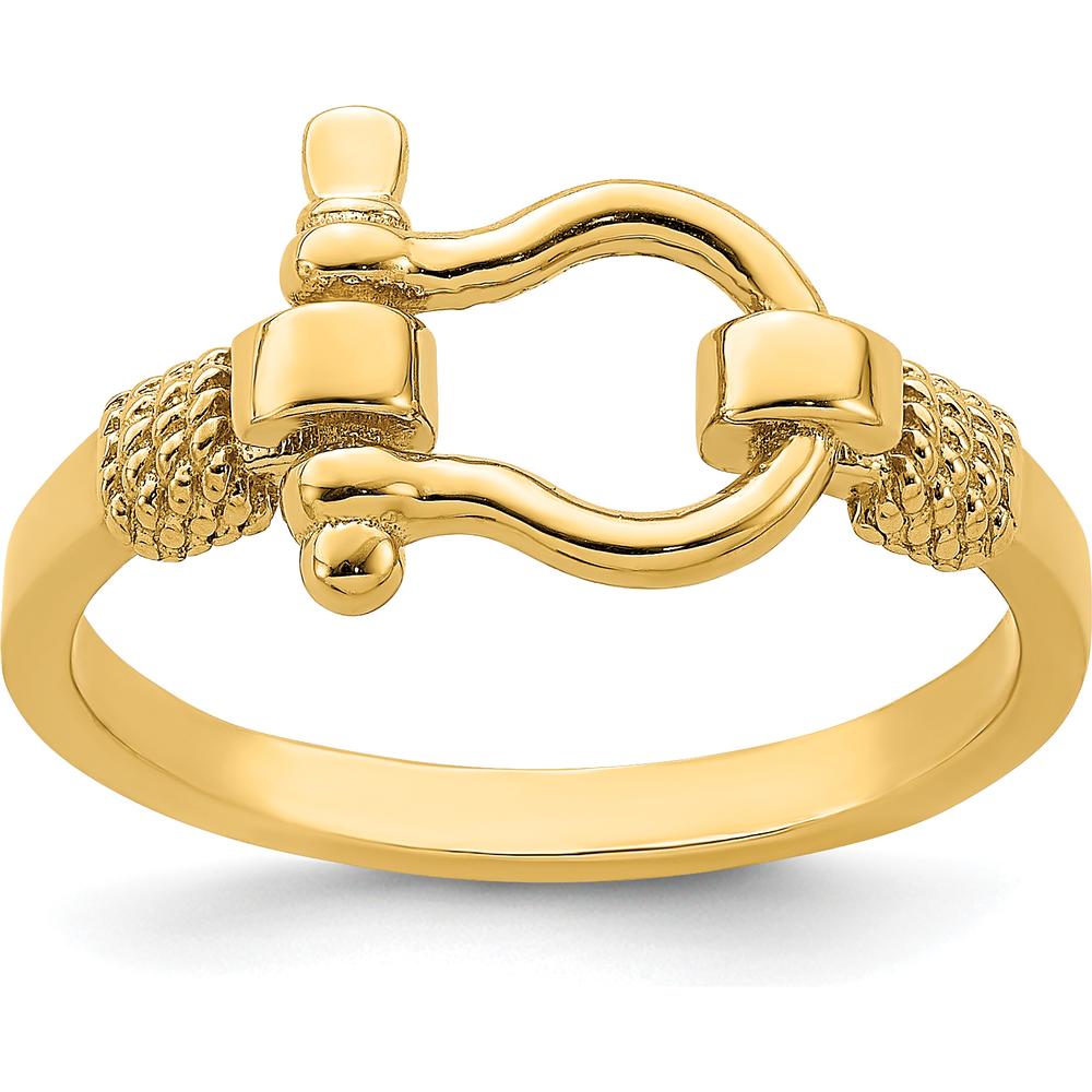 10K Yellow Gold Shackle Ring with Rope Edge Detail
