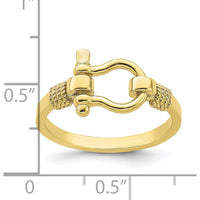 10K Yellow Gold Shackle Ring with Rope Edge Detail