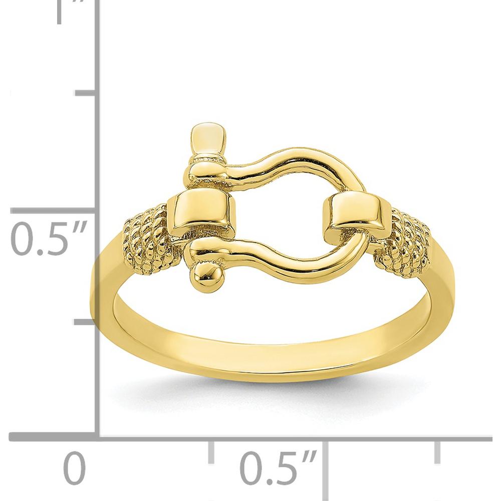 10K Yellow Gold Shackle Ring with Rope Edge Detail