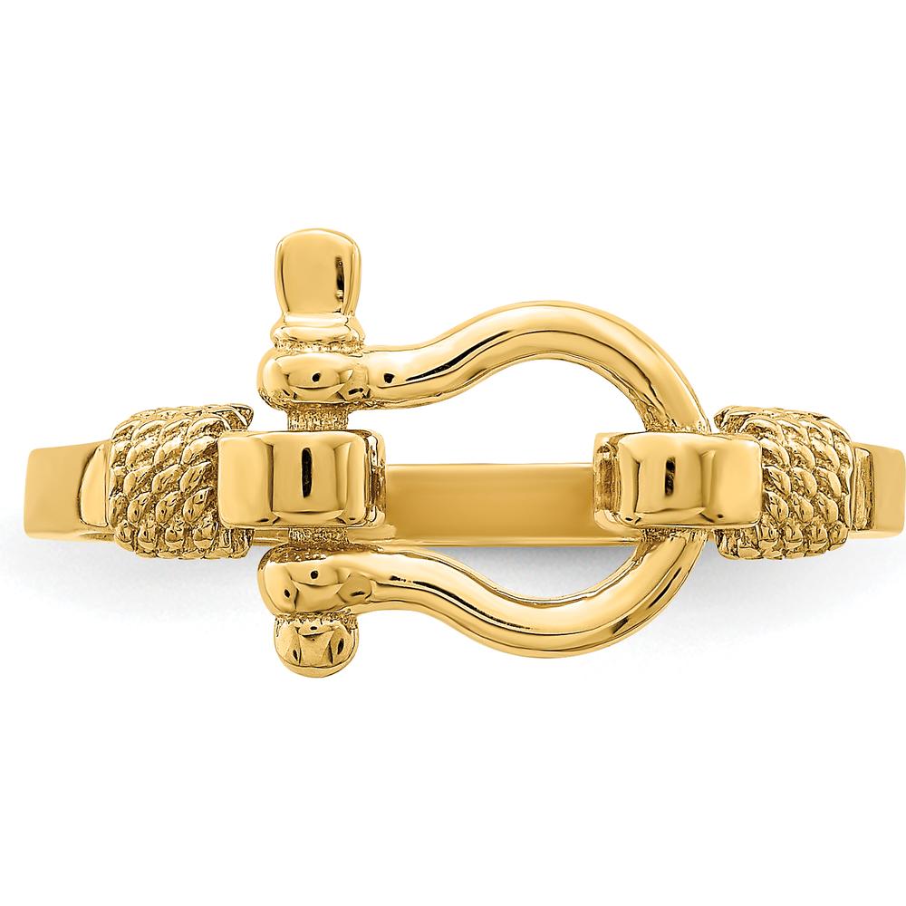10K Yellow Gold Shackle Ring with Rope Edge Detail
