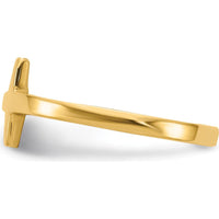 10K Yellow Gold Sideways Cross Ring - Faith Symbol with Polished Finish