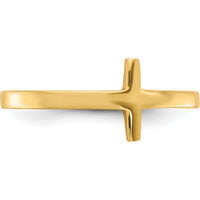 10K Yellow Gold Sideways Cross Ring - Faith Symbol with Polished Finish