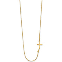 10K Yellow Gold Sideways Curved Cross Necklace with Cable Chain - 19"