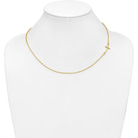10K Yellow Gold Sideways Curved Cross Necklace with Cable Chain - 19"