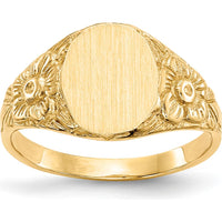 10K Yellow Gold Signet Ring with Polished & Brushed Finish - 10mm x 8mm Top