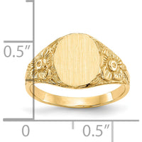 10K Yellow Gold Signet Ring with Polished & Brushed Finish - 10mm x 8mm Top