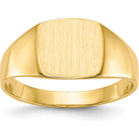 10K Yellow Gold Signet Ring with Polished and Brushed Finish - 8.5x9.0mm Top Size