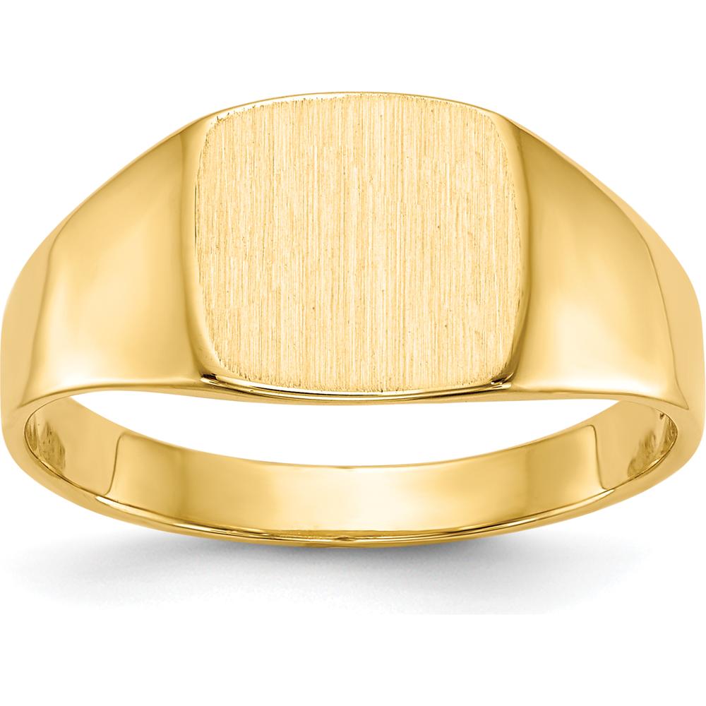 10K Yellow Gold Signet Ring with Polished and Brushed Finish - 8.5x9.0mm Top Size