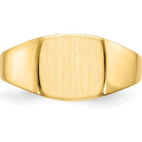 10K Yellow Gold Signet Ring with Polished and Brushed Finish - 8.5x9.0mm Top Size