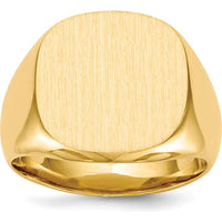 10K Yellow Gold Signet Ring with Polished and Brushed Finish - Custom Engravable