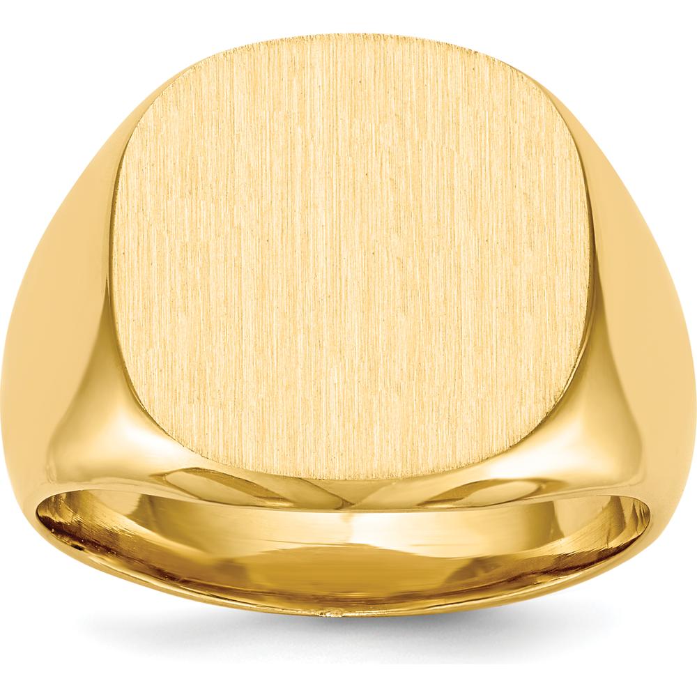 10K Yellow Gold Signet Ring with Polished and Brushed Finish - Custom Engravable