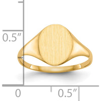 10K Yellow Gold Signet Ring with Polished and Brushed Finish - Engravable 10.0x8.5mm Top