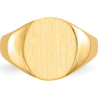 10K Yellow Gold Signet Ring with Polished and Brushed Finish - Engravable, 11.5mm Top Length