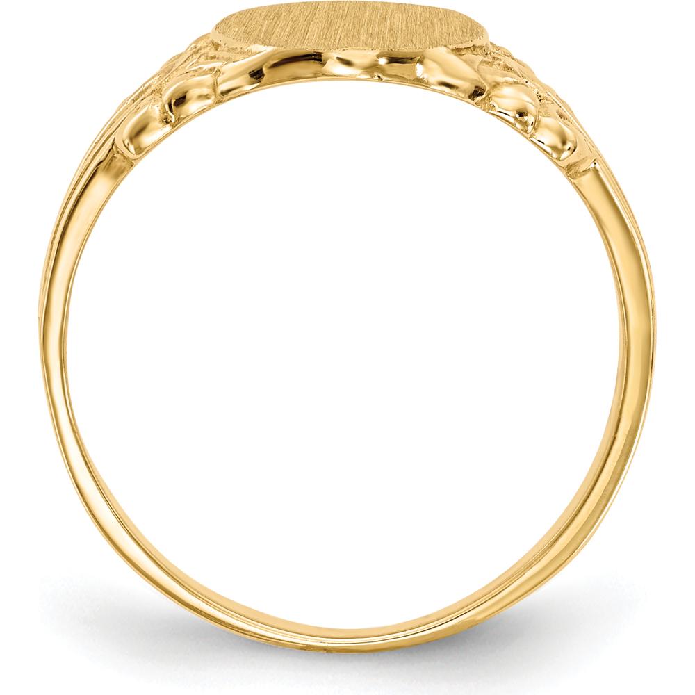 10K Yellow Gold Signet Ring with Polished & Satin Finish - Engravable, 10.0x8.0mm Top