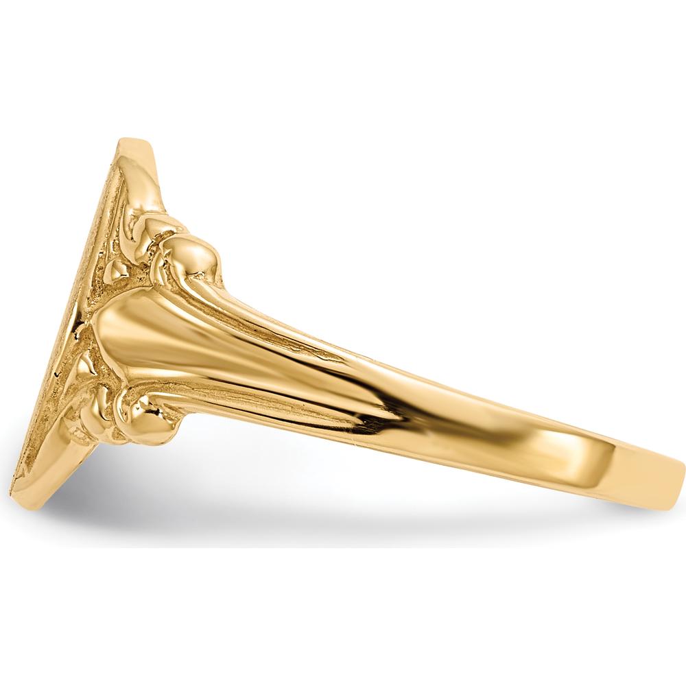 10K Yellow Gold Signet Ring with Polished & Satin Finish - Engravable, 10.0x8.0mm Top
