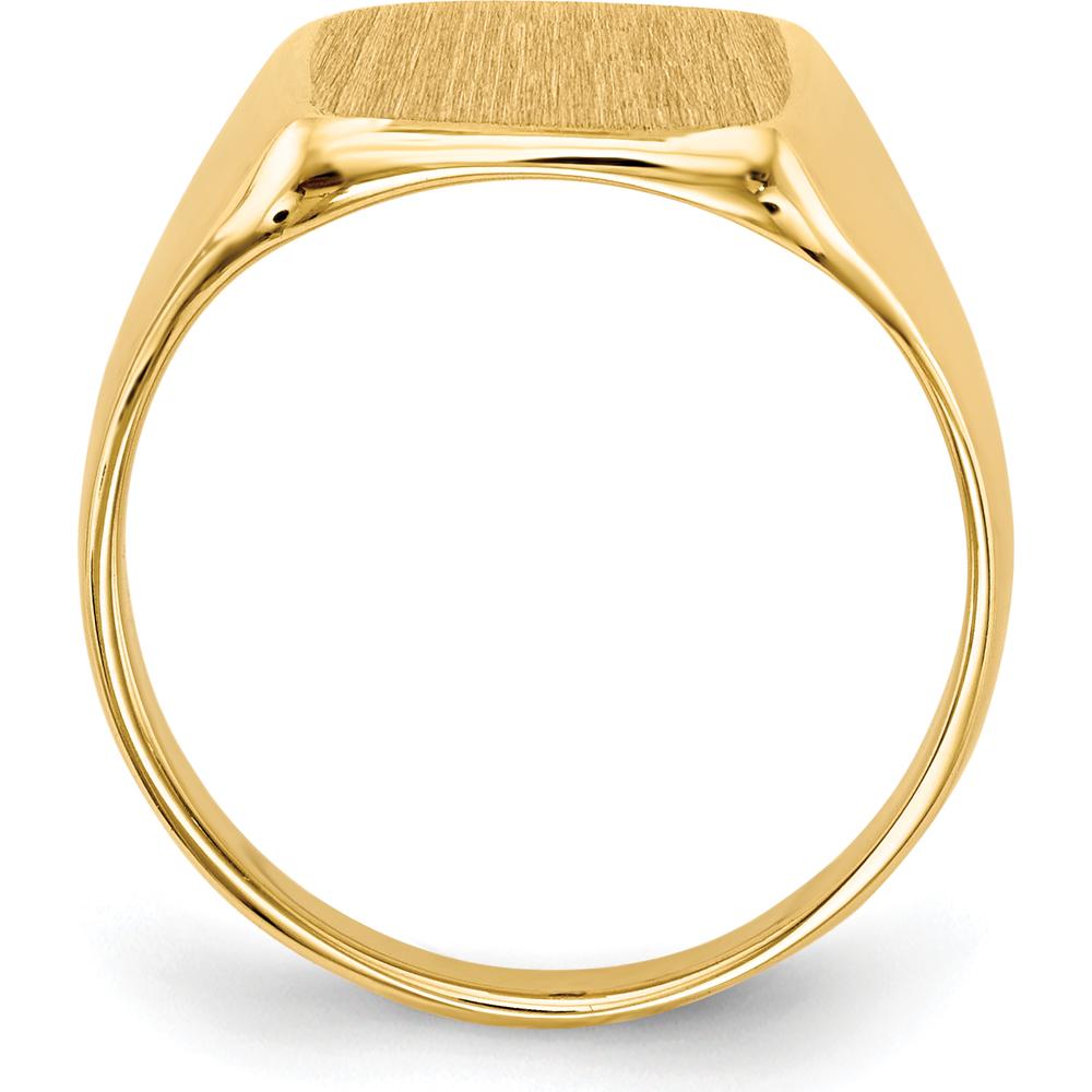 10K Yellow Gold Signet Ring with Satin and Polished Finish - Engravable, 10mm Top Width, Tapered Band