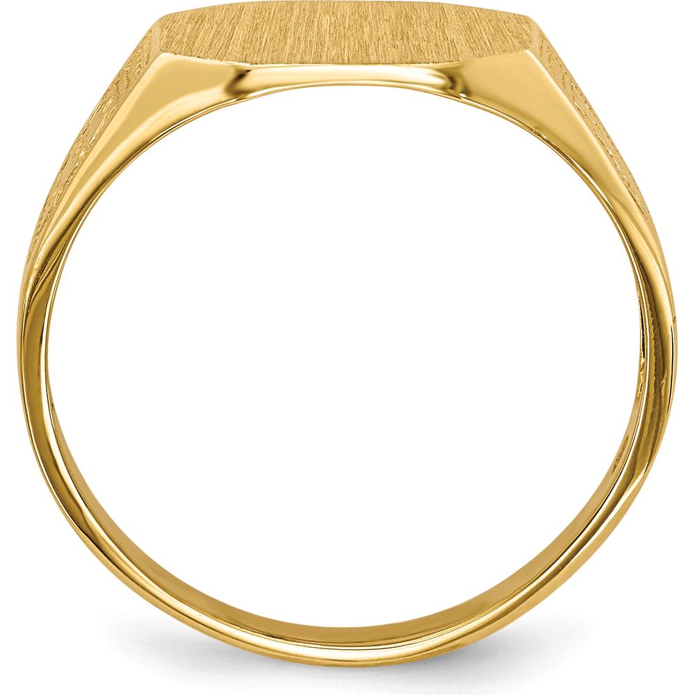 10K Yellow Gold Signet Ring with Satin and Polished Finish - Engravable, Open Back Design