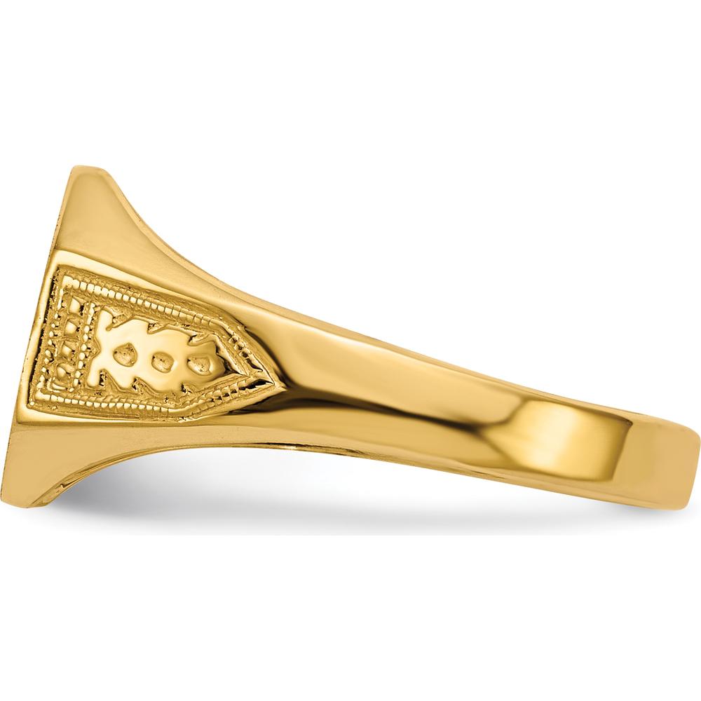 10K Yellow Gold Signet Ring with Satin and Polished Finish - Engravable, Open Back Design