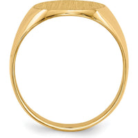10K Yellow Gold Signet Ring with Satin Brushed Finish and Polished Tapered Band - Engravable Design