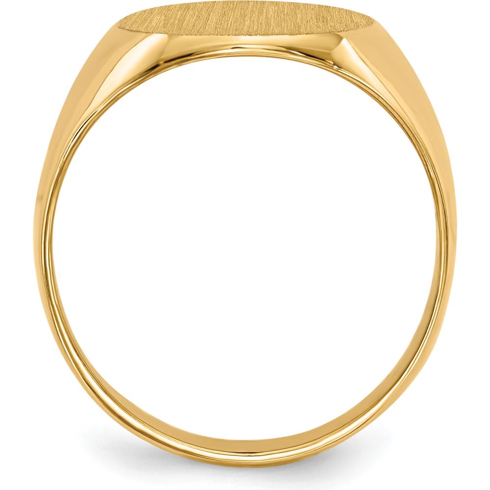 10K Yellow Gold Signet Ring with Satin Brushed Finish and Polished Tapered Band - Engravable Design
