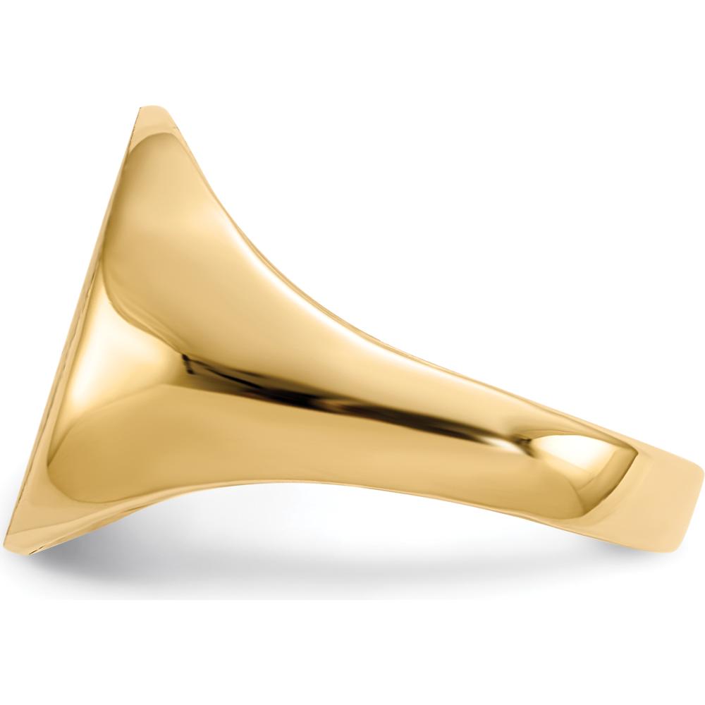 10K Yellow Gold Signet Ring with Satin Brushed Finish and Polished Tapered Band - Engravable Design