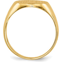 10K Yellow Gold Signet Ring with Satin Finish and Engravable 11.5x12.0mm Top