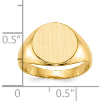 10K Yellow Gold Signet Ring with Satin Finish and Engravable 11.5x12.0mm Top