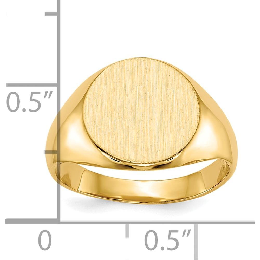 10K Yellow Gold Signet Ring with Satin Finish and Engravable 11.5x12.0mm Top