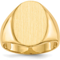 10K Yellow Gold Signet Ring with Satin Finish - Engravable - 18x14mm Top