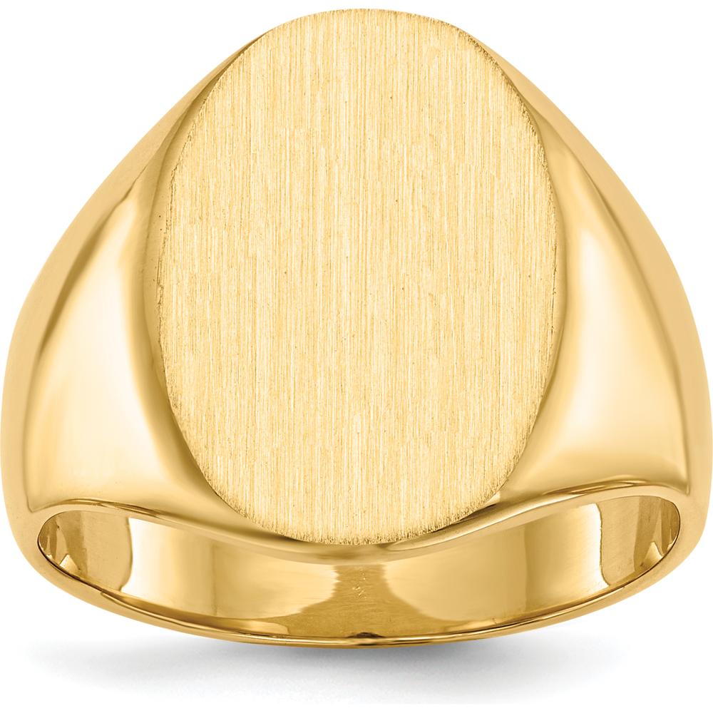 10K Yellow Gold Signet Ring with Satin Finish - Engravable - 18x14mm Top