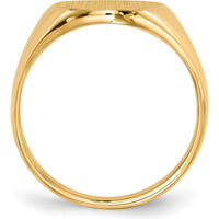 10K Yellow Gold Signet Ring with Satin Finish - Engravable - 18x14mm Top