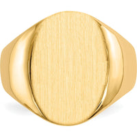10K Yellow Gold Signet Ring with Satin Finish - Engravable - 18x14mm Top