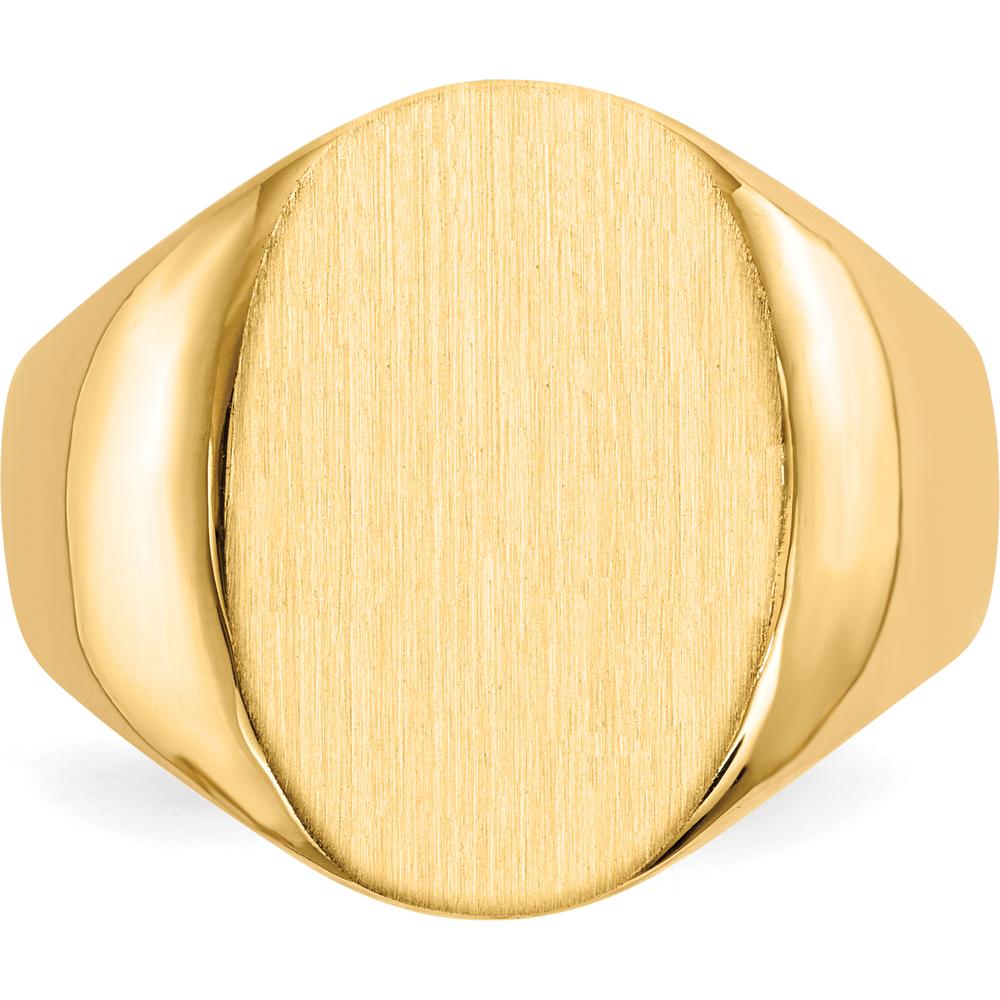 10K Yellow Gold Signet Ring with Satin Finish - Engravable - 18x14mm Top