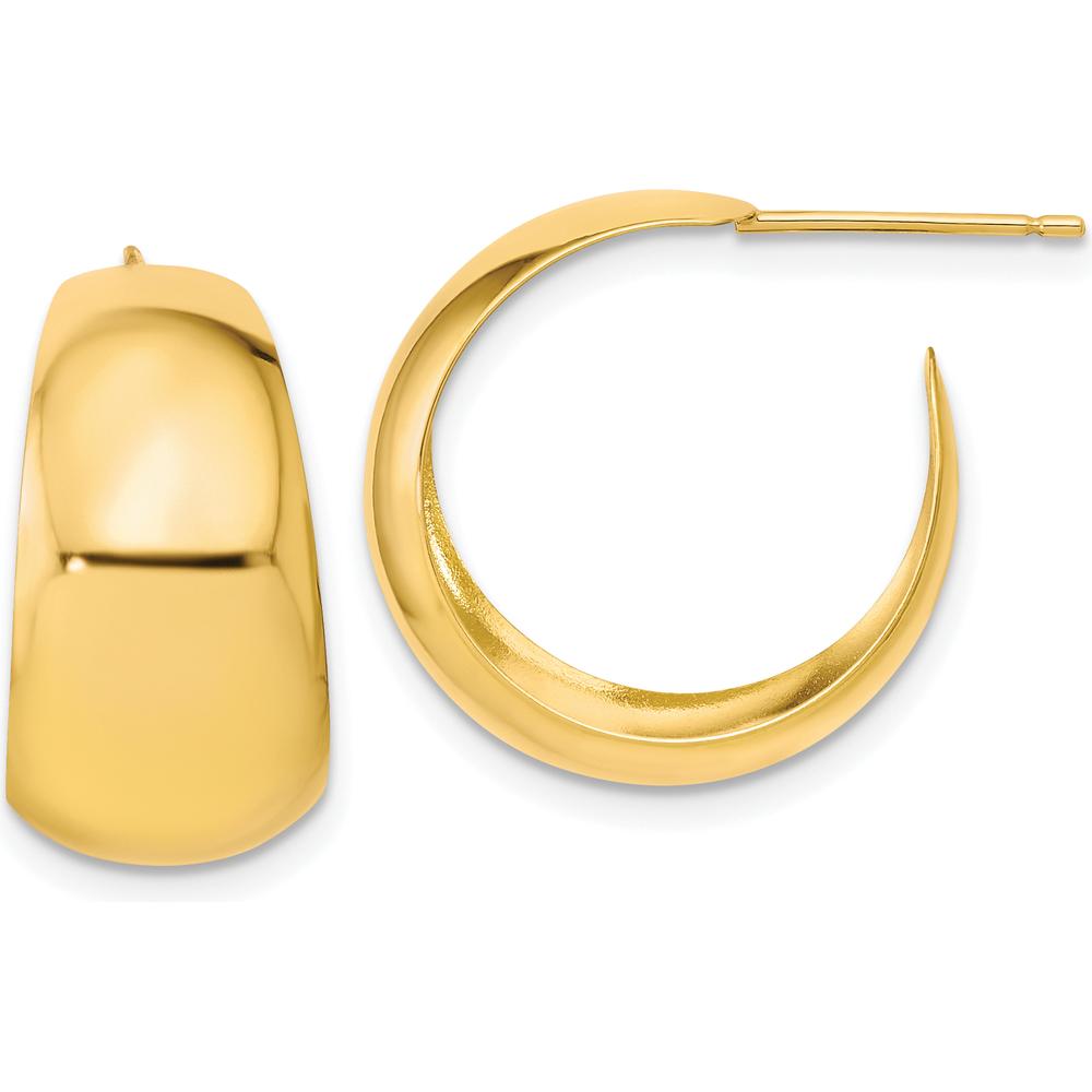 10K Yellow Gold Small C-Hoop Earrings - Polished Finish - 18.53mm Length