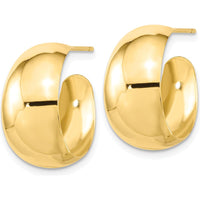 10K Yellow Gold Small C-Hoop Earrings - Polished Finish - 18.53mm Length