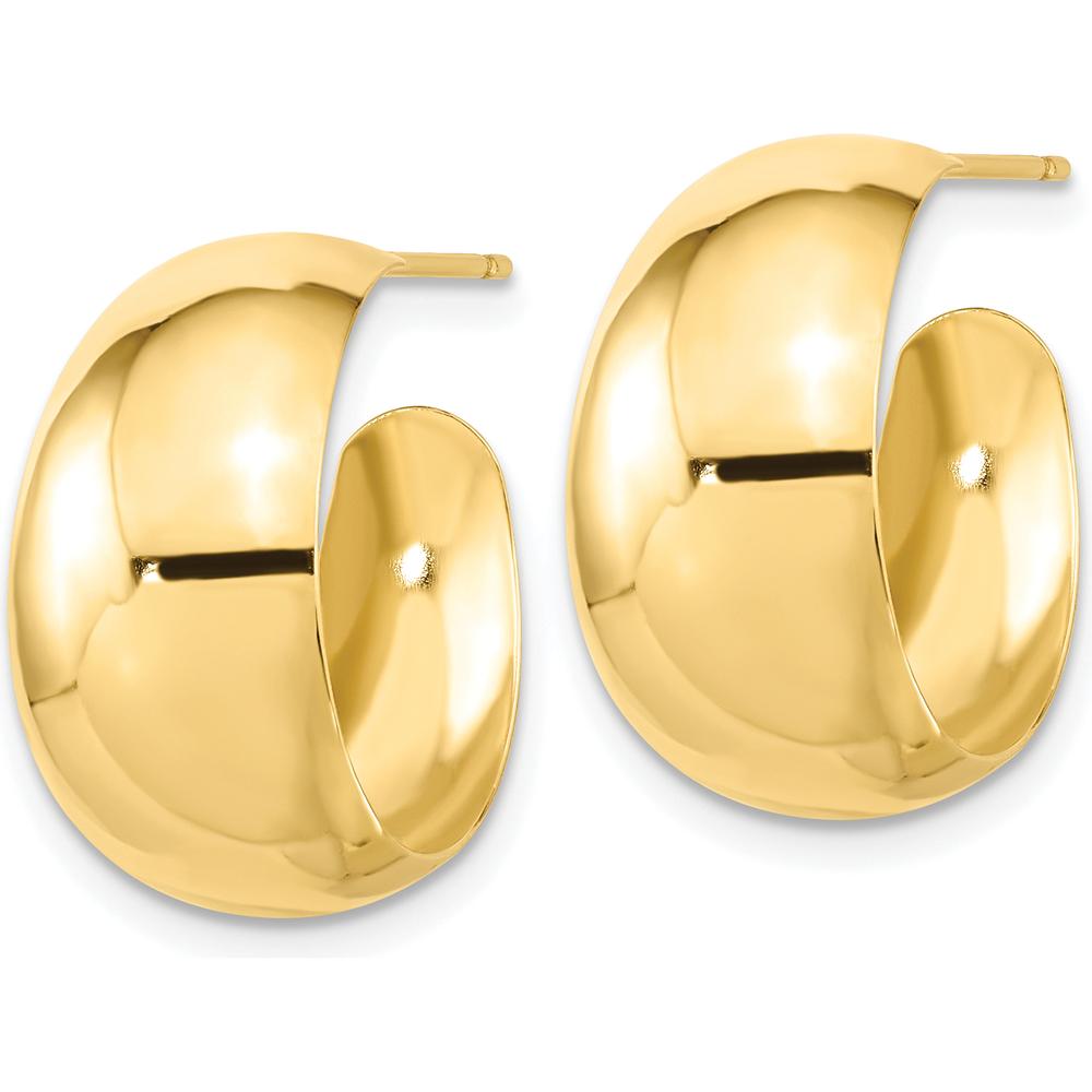 10K Yellow Gold Small C-Hoop Earrings - Polished Finish - 18.53mm Length