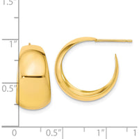 10K Yellow Gold Small C-Hoop Earrings - Polished Finish - 18.53mm Length