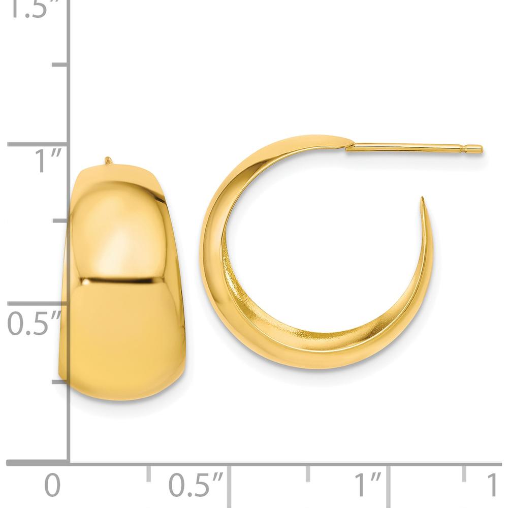 10K Yellow Gold Small C-Hoop Earrings - Polished Finish - 18.53mm Length