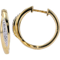 10K Yellow Gold Small Hoop Earrings with Channel-Set Diamonds - 0.10 Carats Total Diamond Weight