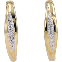 10K Yellow Gold Small Hoop Earrings with Channel-Set Diamonds - 0.10 Carats Total Diamond Weight