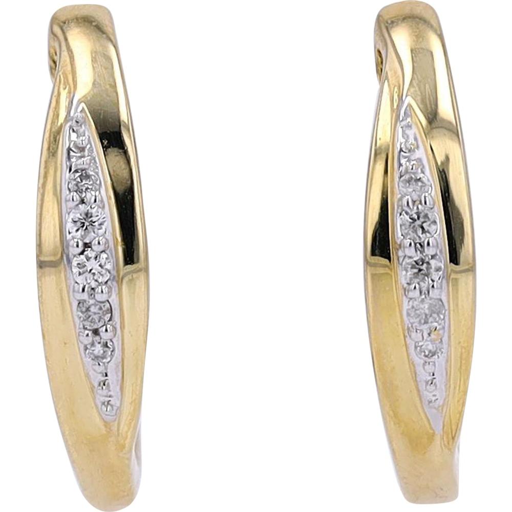 10K Yellow Gold Small Hoop Earrings with Channel-Set Diamonds - 0.10 Carats Total Diamond Weight