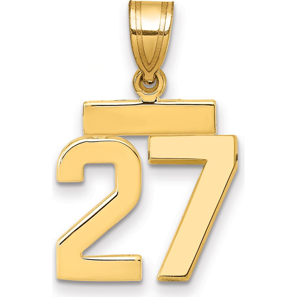 10K Yellow Gold Small Polished Number 27 Pendant Charm