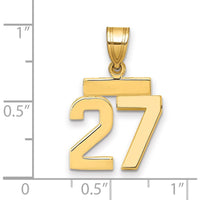 10K Yellow Gold Small Polished Number 27 Pendant Charm